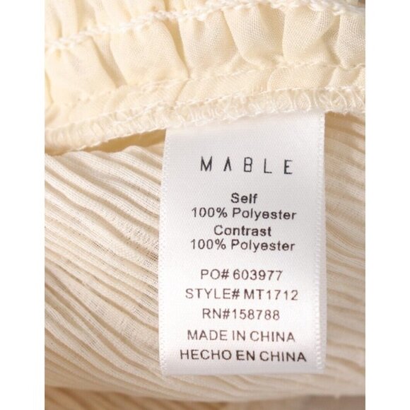 Mable Women's Size Small Pale Yellow Blouse Semi-Sheer Ruched Long Sleeve Shirt - Picture 7 of 10